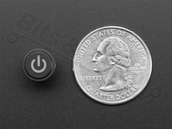 Micro switch push button (make contact) with illuminated 'power' symbol red